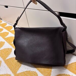 All Saints brown flap shoulder bag